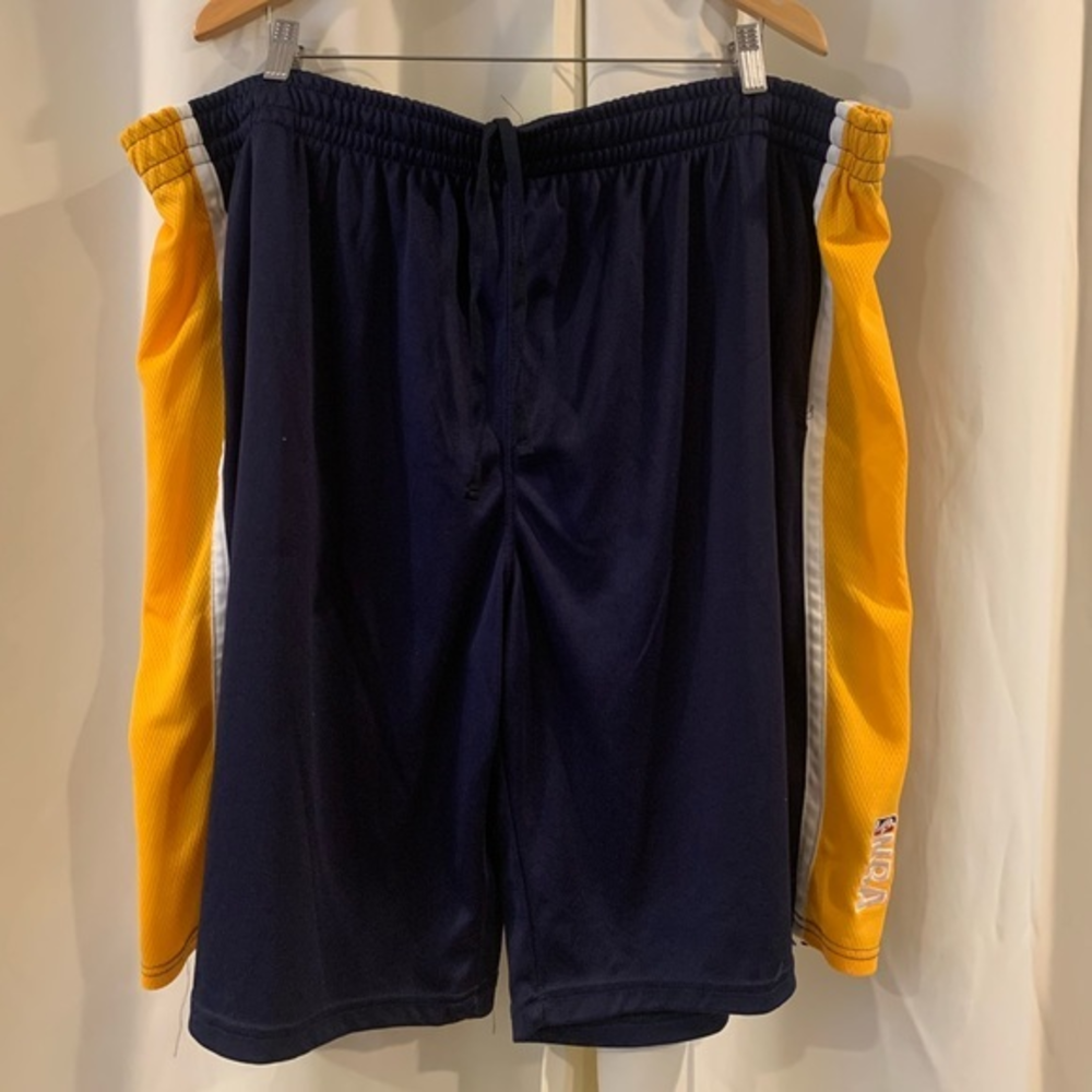 Mens NBA Basketball Shorts Athletic Workout Gym Mesh Navy Blue‎ Yellow 3XL